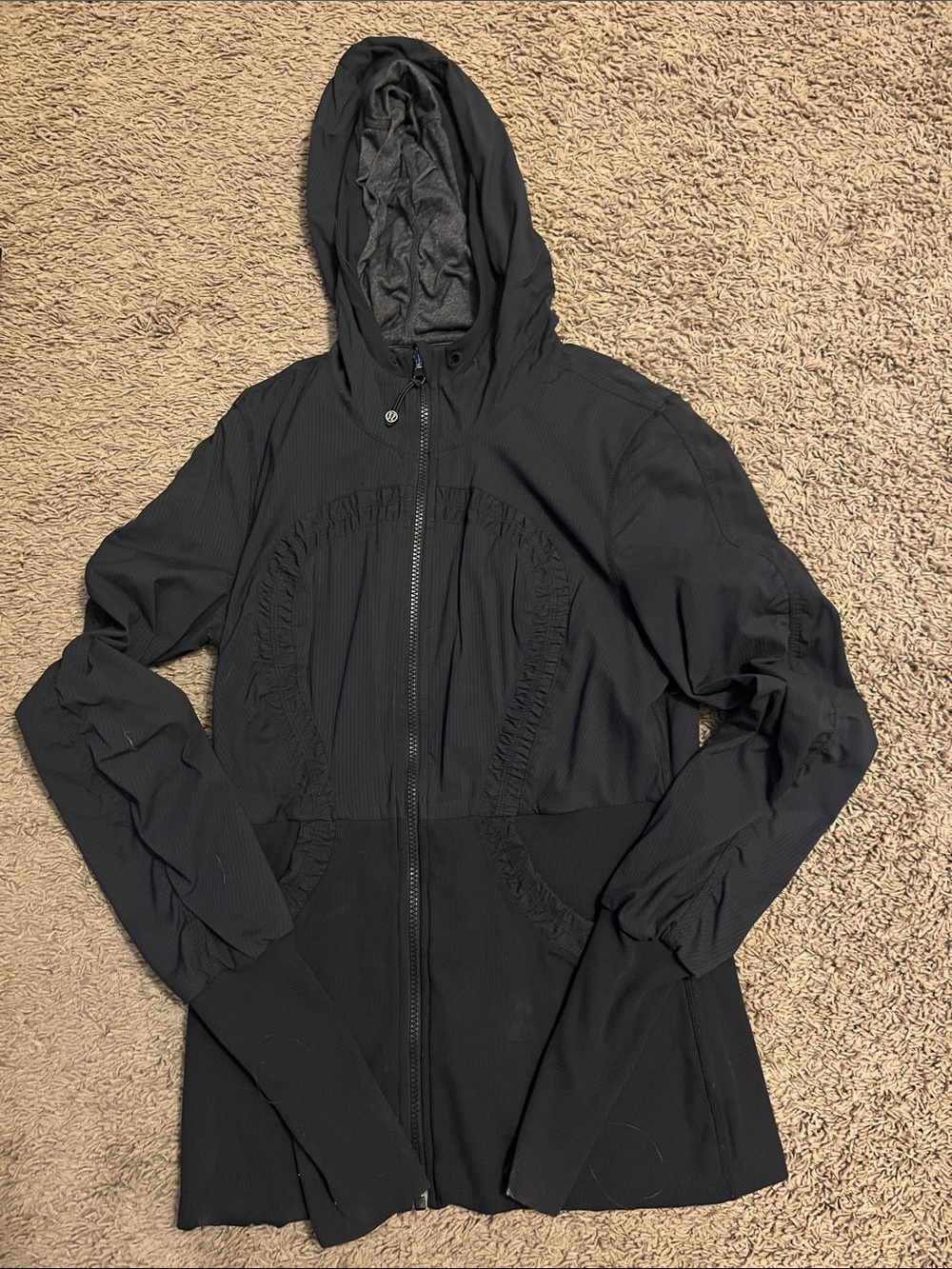 Women's Black Reversible Hooded Zip Jacket